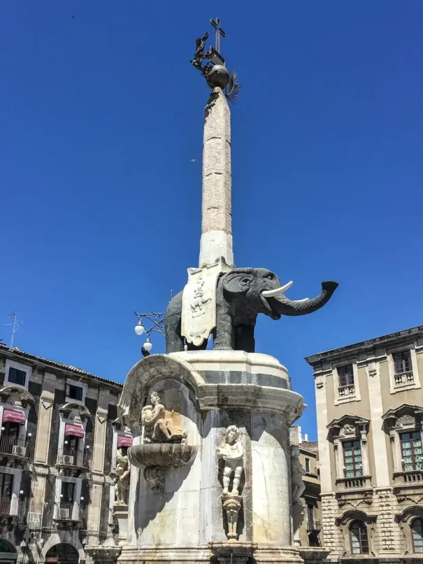 The Elephant Fountain and its obelisk in Piazza del Duomo, Catania.