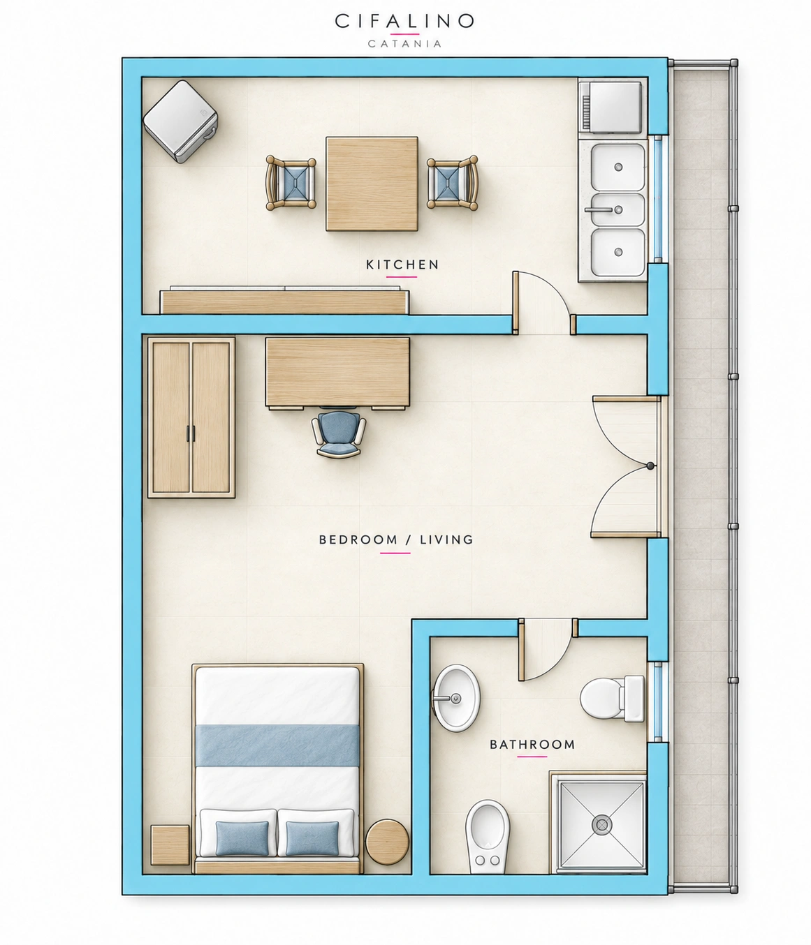 Floor plan of Cifalino Apartment.